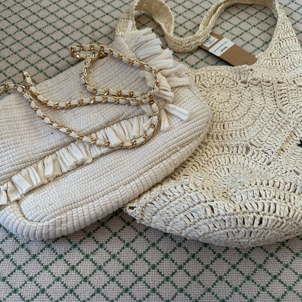 2 bags one is NWT! Chic Woven Bags with Gold Chain